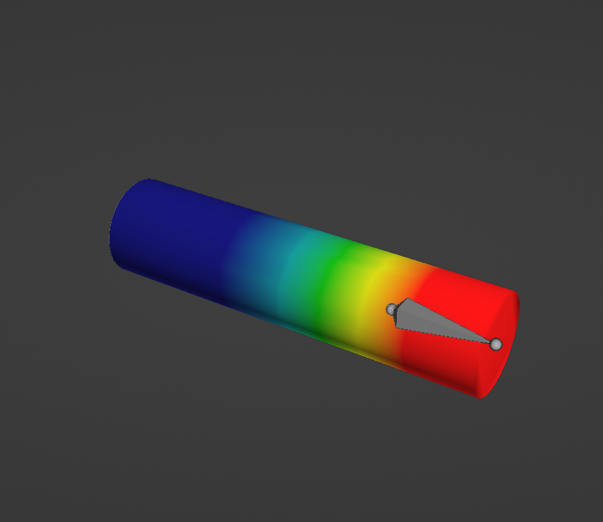 Single bone's weight paint influence on a cylinder mesh.