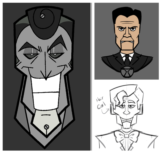 A collection of Bondholder concept art (From Left to Right: Khoi, neoNote, CyberByte)